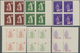 Delcampe - Kroatien: CROATIA: 1943. Red Cross Fund. Two Sets Of Ten In Mint Never Hinged Marginal Blocks Of Fou - Croatia