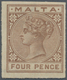 Malta: 1885, 4d. Brown Imperforate, Mint Original Gum With Hinge Remnant, Signed. SG 27a (listed As - Malta