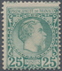 Monaco: 1885 25c. Blue-green, Mounted Mint With Hinge Marks/remnants, Light Natural Internal Crease, - Unused Stamps