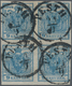 Österreich: 1850, 9 Kreuzer Blau, Dünnes Handpapier 0,065 Mm Im Viererblock, Die Beiden Rechten Mark - Otros & Sin Clasificación
