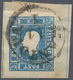 Österreich: 1858, (1.05 Kr) Blau Sauber Entwertet Mit K1 MANTOVA Auf Briefstück, Die Marke Ist Voll- - Other & Unclassified