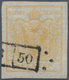 Österreich - Lombardei Und Venetien: 1850, 5 C. Gelb Auf Handpapier Als Erstdruck, Gut Gerandete Mar - Lombardy-Venetia