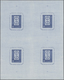 Rumänien: 1958. BF 10l Bleu Centenaire Du Timbre. Feuille De 4 Blocs Non Dentelés. Non Répertorié. ( - Andere & Zonder Classificatie