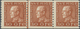 Schweden: 1934, King Gustaf V. 30öre Brown On White Paper Horizontal Strip Of Three, Mint Never Hing - Gebruikt