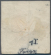 Schweiz - Basel: 1845, 2½ Rp. Schwarz/gelblichgrün/zinnoberrot, Probedruck Der Basler Taube, Farbfri - 1843-1852 Federal & Cantonal Stamps
