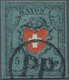 Schweiz: 1850, Rayon I, 5 Rp. Schwarz/rot Auf Graublau Mit Kreuzeinfassung, Type 25, Farbfrisches Ex - Used Stamps