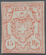 Schweiz: 1852 Rayon III 15 Rp. (kleine Wertziffern) Ziegelrot, Type 9 Mit Den Nicht Retouchierten Te - Used Stamps