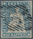Schweiz: 1854, 10 Rp BlauSitzende Helvetia, Sog. 'Strubel-Ausgabe', Auf Sehr Dünnem Münchener Papier - Gebruikt