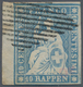 Schweiz: 1854, 10 Rp Blau Sitzende Helvetia, Sog. 'Strubel-Ausgabe', Auf Sehr Dünnem Münchener Papie - Gebruikt