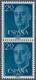 Spanien: 1955, Definitives "General Franco", 20c. Blue, Colour Essay, Vertical Pair, Unmounted Mint, - Andere & Zonder Classificatie