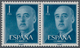 Spanien: 1955, Definitives "General Franco", 1pts. Blue, Colour Essay, Horizontal Pair, Unmounted Mi - Andere & Zonder Classificatie