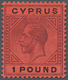 Zypern: 1921-23, 1 Pound Purple And Black On Red, Mint Never Hinged, Very Fine And Fresh, Well Cente - Other & Unclassified