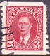 CANADA 1937 KGVI 3 Cents Scarlet Coil Stamp SG370 Used - Used Stamps