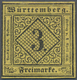 Württemberg - Marken Und Briefe: 1851, Ziffern 3 Kr. Schwarz Auf Gelb In Type III Ungebraucht Mit Or - Other & Unclassified