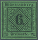 Württemberg - Marken Und Briefe: 1851, Ziffern 6 Kr. Schwarz Auf Blaugrün In Type III Ungebraucht Mi - Other & Unclassified