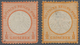 Deutsches Reich - Brustschild: 1872, Kleiner Schild ½ Gr In Orangerot Und Orange Je Mit Plattenfehle - Ungebraucht