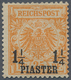 Deutsche Post In Der Türkei: 1889/1890. 1 1/4 Pia Auf 25 Pf, Seltene Erstauflage: Gelborange, Ungebr - Turkse Rijk (kantoren)