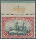 Deutsch-Ostafrika: 1905/1920, 3 Rupien Schiffszeichnung Mit Rahmentype III, Mittelstück Type II Unge - Afrique Orientale