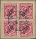 Deutsche Kolonien - Marianen: 1900, 10 Pfg. Krone/Adler Lilarot Mit Steilem Aufdruck Vier Marken Auf - Mariannes