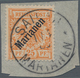 Deutsche Kolonien - Marianen: 1899, 25 Pfennig Krone/Adler Mit Aufdruck "Marianen"auf Briefstück Mit - Isole Marianne