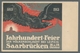 Deutsche Abstimmungsgebiete: Saargebiet: 1913, Color-Propagandakarte "1813-1913 / Jahrhundert-Feier - Briefe U. Dokumente