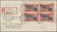 Memel: 1921. Flugpost 60 Pfg. Im ECKRAND-Viererblock Auf Sehr Sauberem Luftpost-R-Brief Von Memel Na - Memel (Klaïpeda) 1923