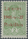 Dt. Besetzung II WK - Litauen - Rakischki (Rokiskis): Unverausgabte 2 K. Gelblichgrün Mit Rotem Aufd - Besetzungen 1938-45