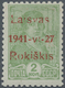 Dt. Besetzung II WK - Litauen - Rakischki (Rokiskis): Unverausgabte 2 K. Gelblichgrün Mit Rotem Aufd - Bezetting 1938-45