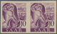 Saarland (1947/56): 1947, 10 Pf Violettpurpur Im Waager. Paar Postfrisch Ungezähnt, Mi 600.- - Nuevos