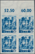 Saarland (1947/56): 1947, 75 Pf Dunkelultramarin Im OR-4er-Block Als Ungezähnter PROBEDRUCK Postfris - Unused Stamps