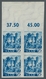Saarland (1947/56): 1947, "75 Pfg. Dunkelultramarin Als Probedruck", Postfrischer Oberrandviererbloc - Unused Stamps