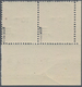 Saarland (1947/56): 1947, 10 C. Auf 2 Pfg. Neuauflage Mit Doppeltem Aufdruck Im Waagerechten Paar Au - Unused Stamps
