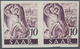 Saarland (1947/56): 1947, 10 Pf Hauer Im Waager. Paar Ohne Aufdruck Als Ungezähnter PROBEDRUCK In Vi - Unused Stamps