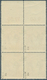 Saarland (1947/56): 1947, 6 F. Auf 24 Pfg. Als Postfrischer 4-er Block Mit Kopfstehendem Aufdruck Vo - Ongebruikt