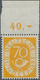 Bundesrepublik Deutschland: 1951, 70 Pfg. Posthorn Vom Oberrand, Bug Im Oberrand, Mi. 500,-++ - Andere & Zonder Classificatie