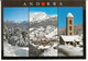 Andorra In Winter. Postcard Franked With Spanish Andorran Stamps + Andorra La Vella Postmark. - Andorre