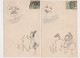 2 Cartes Fantaisie  Gaufrée  / Pierrot , Colombine , Lune - Other & Unclassified