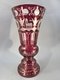 Delcampe - ° VASE GRENAT EN CRISTAL TAILLE + Fleur Verre - Verre & Cristal