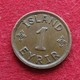 Iceland 1 Eyrir 1942 KM# 5.2  Islandia Islande Island Ijsland - Islandia