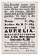 1930 GERMANY, CIGARETTES FACTORY AURELIA, DRESDEN, COLLECTABLE CARD - Advertising Items