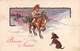 M08174 "BUON ANNO" BAMBINA A CAVALLO E CANE  CART. POST. ORIG. SPEDITA 1924 - Anno Nuovo