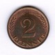 GERMANY  2 PFENNIG 1967 "F" (KM # 106) #5289 - 2 Pfennig