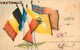 CARTE PEINTE A LA MAIN PATRIOTISME DRAPEAU DES TROUPES ALLIES FRANCE ANGLETERRE BELGIQUE  PATRIOTIQUE FLAG - Patriottiche