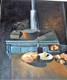 PEINTURE RÉALISME Huile Sur Toile GRAND PERE DANS CUISINE SIGNE LEFEVRE 16x38 Cm - Huiles