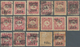 Uruguay: 1884, Provisional Overprints 2c. Rose, Specialised Assortment Of 23 Stamps Showing Blurred/ - Uruguay