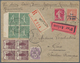 Frankreich: 1900/1960, Absolutely Awesome Collection Of Blocks Of Four On Entires Bearing 450 Envelo - Collections