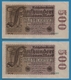 DEUTSCHES REICH 2x 500 Millionen Mark  	01.09.1923	# NF-40  254301+302    P# 110d - 500 Millionen Mark