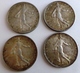 LOT DE 4 MONNAIES ARGENT . 2 FRANCS 1915 / 1917 / 1918 / 1919  , FRANCE . LOT OF 4 OLD SILVER COINS - Autres & Non Classés