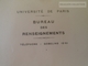 KA401.6 Université De Paris  1926  - A La Sorbonne - Bureau Des Renseignemets - Diploma & School Reports