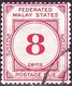 MALAYA POSTAL UNION 1936 8c Scarlet Postage Due SGD3 Fine Used - Malayan Postal Union